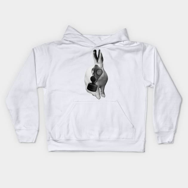 gasmask rabbit Kids Hoodie by takesick